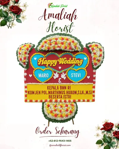 Karangan Papan Bunga Pernikahan di Kubangkampil